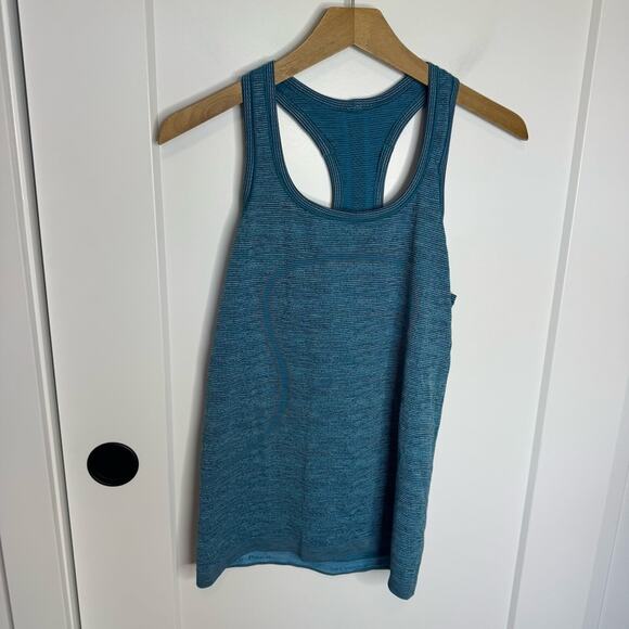 Lululemon Swiftly Tech Racerback Tank Top Seamless Knit Indian Ocean Blue Size 8 - Picture 2 of 5